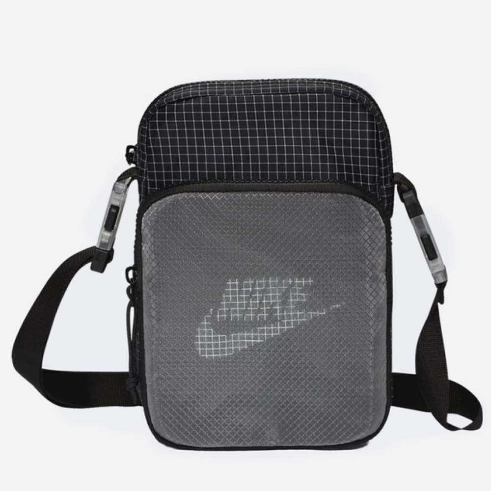 Nike Grid Pattern Black and Gray Messenger crossbody Bag